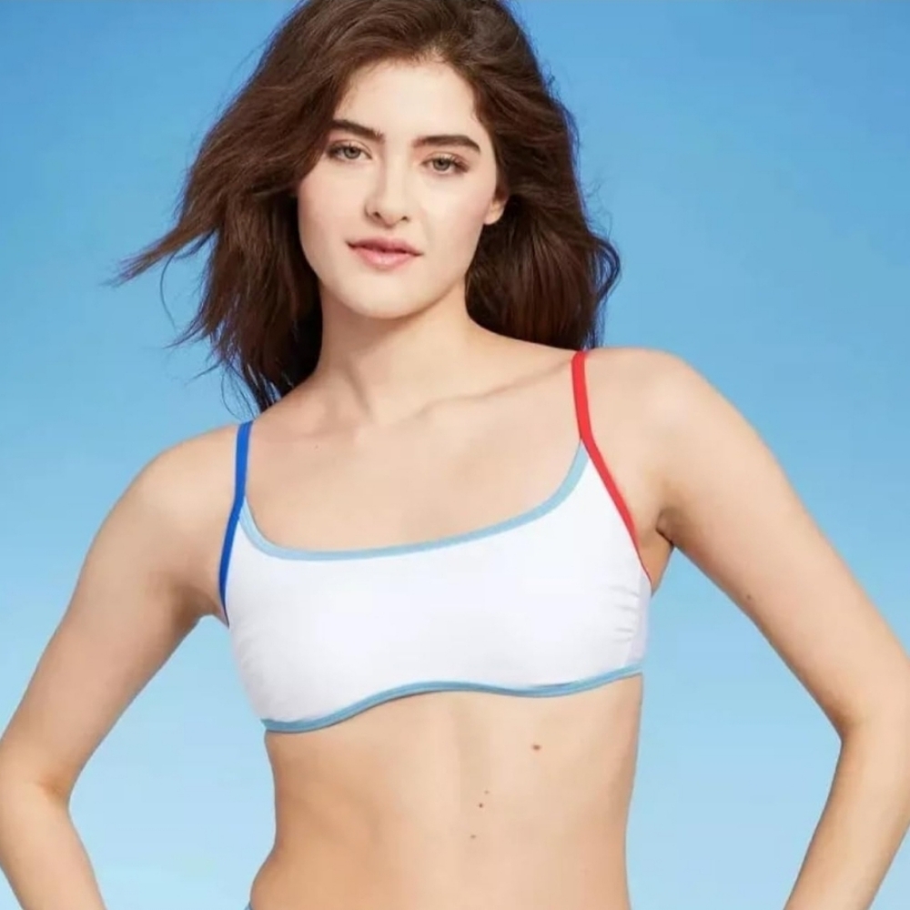 Wild Fable Bikini Top NWOT WOMENS red white blue SIZE XL